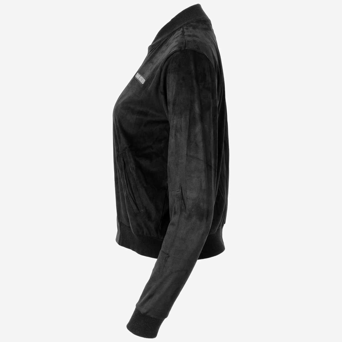 Slim Fit Zip Up Bomber Jacket in Black Noir Velvet image number 3